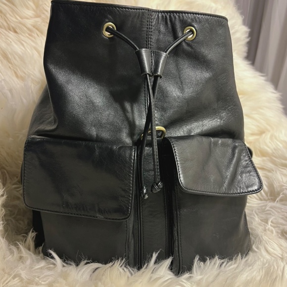 buttery soft chic black leather backpack